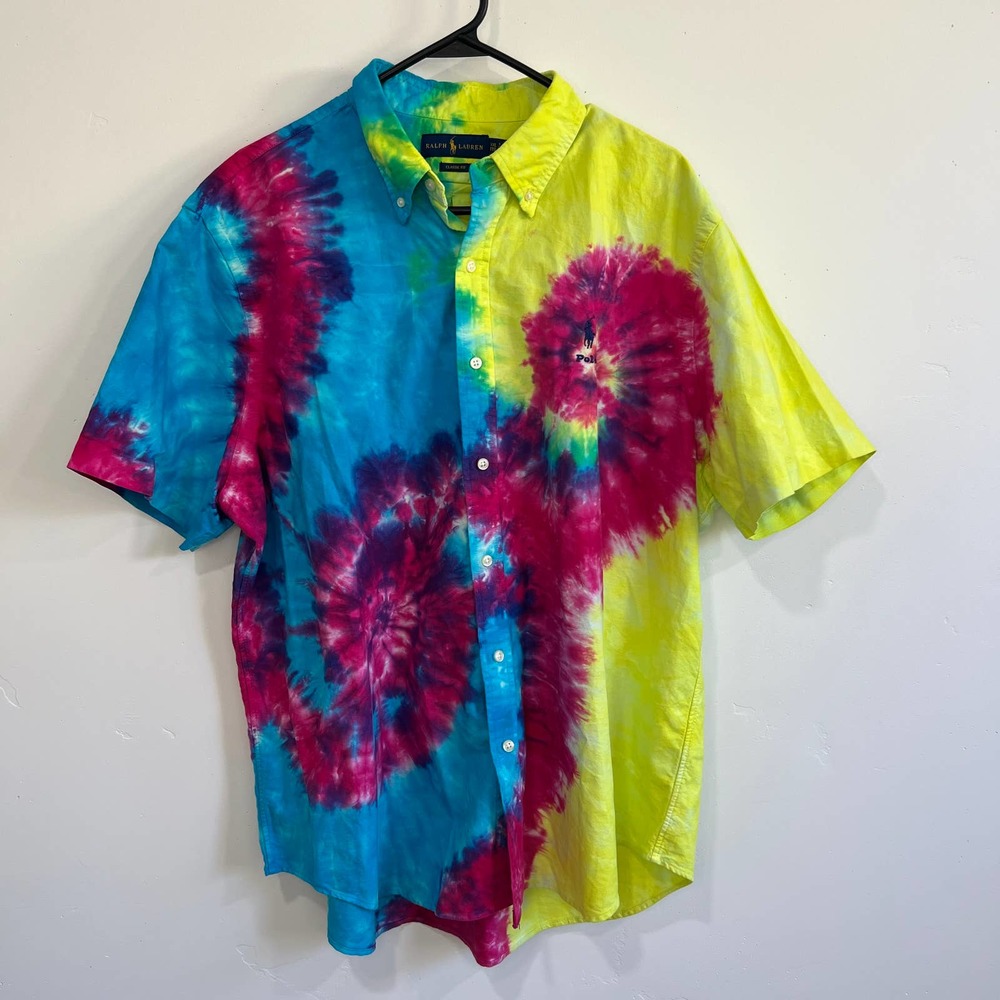 Ralph Lauren Oxford Shirt Laguna Rainbow Tie Dye Button Down Mens Size: XXL